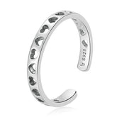 Bague Petits Coeurs en argent 925 plaqué or blanc ajustable