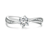 Bague Solitaire en argent 925 plaqué or blanc avec zircons blancs