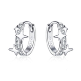Boucles d’Oreilles Créoles Étoiles en argent 925 plaqué or blanc avec zircons blancs