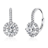 Boucles d’Oreilles Pendentif Brillants en argent 925 plaqué or blanc avec zircons blancs
