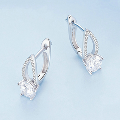Boucles d’Oreilles Pendentif Brillants en argent 925 plaqué or blanc avec zircons blancs - Photo 4