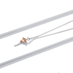 Collier Rose en argent 925 plaqué or blanc et or rose ajustable - Photo 4