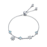 Bracelet Cristaux de Glace en argent 925 plaqué or blanc ajustable avec zircons blancs et bleus