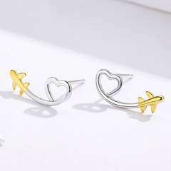 Boucles d'Oreilles Coeurs avec Avions - Image 3