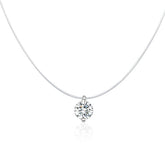 Collier Point Lumineux pendentif en argent 925 plaqué or blanc avec zircon blanc