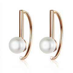 Boucles d’Oreilles Créoles avec Perles Argent Sterling 925 plaqué or rose