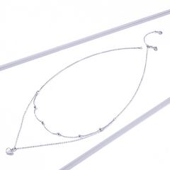 Collier Double avec Coeur en argent 925 plaqué or blanc avec pendentif coeur - Photo 4