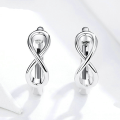 Boucles d’Oreilles Créoles Infini en argent 925 plaqué or blanc - Photo 3