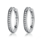 Boucles d’Oreilles Créoles Brillants en argent 925 plaqué or blanc avec zircons blancs
