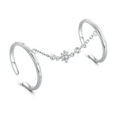Bague Bouble avec Chaîne en argent 925 plaqué or blanc ajustable avec zircons blancs