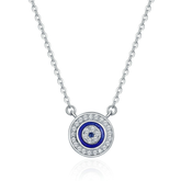 Collier Oeil d’Allah chaîne avec pendentif en Argent Sterling 925 plaqué or blanc avec zircons blancs et fermoir ajustable