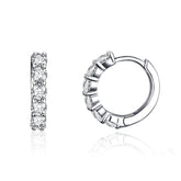 Boucles d’Oreilles Créoles Brillants en argent 925 plaqué or blanc avec zircons blancs