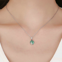 Collier Sirène Argent Sterling 925 plaqué or blanc avec cristal vert d’eau - Photo 2