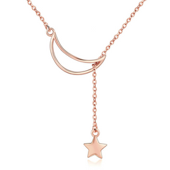 Collier Lune et Étoile en argent 925 plaqué or rose