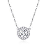 Collier Point Lumineux en argent 925 plaqué or blanc ajustable avec zircons blancs