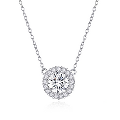 Collier Point Lumineux en argent 925 plaqué or blanc ajustable avec zircons blancs