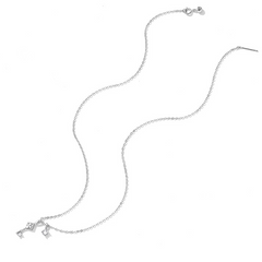 Collier Clé en argent 925 plaqué or blanc ajustable avec zircons blancs - Photo 4