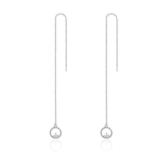 Chaînes D’oreilles Point Lumineux en argent 925 plaqué or blanc avec zircons blancs