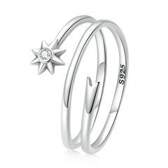 Bague Comète en argent 925 plaqué or blanc ajustable avec zircon blanc - Photo 4