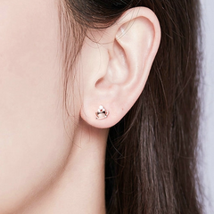 Boucles d’Oreilles Tasse de Café Puces en Argent Sterling 925 plaqué or rose avec zircons blancs - Photo 2