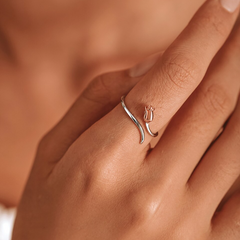 Bague Rose en argent 925 plaqué or blanc et or rose ajustable - Photo 2