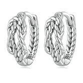 Boucles d’Oreilles Créoles Noeud Infini Argent Sterling 925 plaqué or blanc