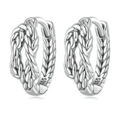 Boucles d’Oreilles Créoles Noeud Infini Argent Sterling 925 plaqué or blanc