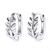 Boucles d’Oreilles Créoles Feuilles en argent 925 plaqué or blanc
