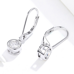 Boucles d’Oreilles Pendentif Point Lumineux en argent 925 plaqué or blanc avec zircons blancs - Photo 4