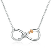 Collier Infini aver Rose en argent 925 plaqué or blanc et or rose ajustable