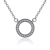 Collier Cercle Lumineux en argent 925 plaqué or blanc ajustable avec zircons blancs
