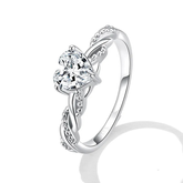 Bague Entrelacée avec Coeur en argent 925 plaqué or blanc avec coeur en zircon blanc