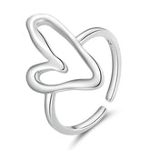 Bague Coeur Argent Sterling 925 plaqué or blanc – ajustable
