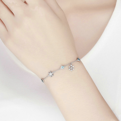 Bracelet Cristaux de Glace en argent 925 plaqué or blanc ajustable avec zircons blancs et bleus - Photo 2