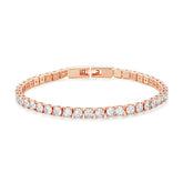 Bracelet Tennis en acier inoxydable plaqué or rose avec zircons blancs