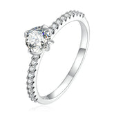 Bague Solitaire en argent 925 plaqué or blanc avec zircons blancs