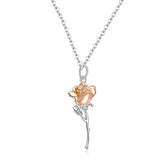 Collier Rose en argent 925 plaqué or blanc et or rose ajustable