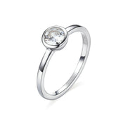 Bague Solitaire en argent 925 plaqué or blanc avec zircons blancs