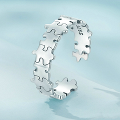 Bague Puzzle Argent Sterling 925 plaqué or blanc – ajustable - Photo 4