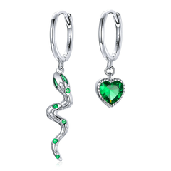Boucles d'Oreilles Créoles Serpent et Coeur