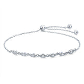 Bracelet Yeux Pétillants en argent 925 plaqué or blanc ajustable avec zircons blancs