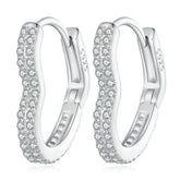 Boucles d’Oreilles Créoles Coeurs en argent 925 plaqué or blanc avec zircons blancs