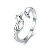 Bague Renard en argent 925 plaqué or blanc ajustable