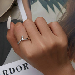 Bague Câlin en argent 925 plaqué or blanc ajustable avec étreinte et détail des mains - Photo 2
