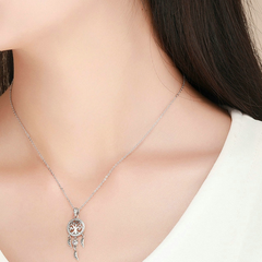Collier Attrape-Rêves avec Arbre de Vie Argent Sterling 925 plaqué or blanc avec zircons blancs - Photo 2