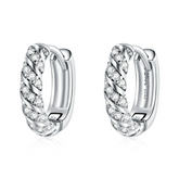 Boucles d’Oreilles Créoles Brillants en argent 925 plaqué or blanc avec zircons blancs