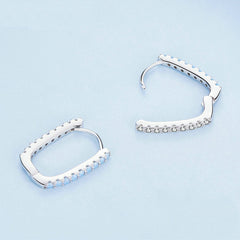 Boucles d'Oreilles Créoles Rectangles Deux Tons - Image 3