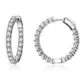 Boucles d’Oreilles Créoles Brillants en argent 925 plaqué or blanc avec zircons blancs