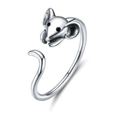 Bague Souris en argent 925 plaqué or blanc ajustable
