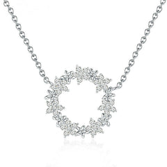 Collier Bouquet de Fleurs en argent 925 plaqué or blanc ajustable avec zircons blancs
